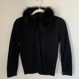 Black Cashmere Cardigan With Real